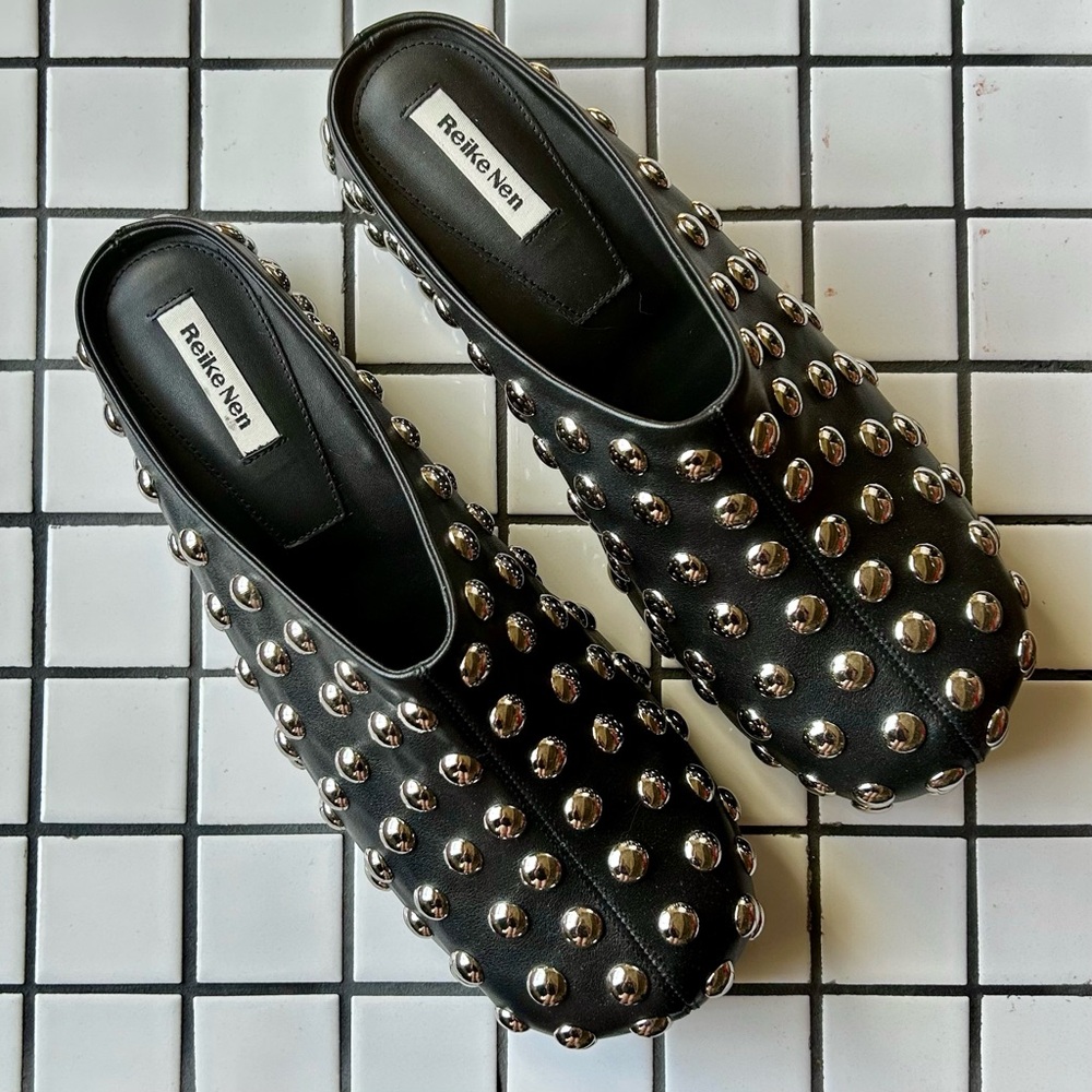 Reike Nen Black Studded Leather Clogs, Sz EU 40 / US 10 new without box